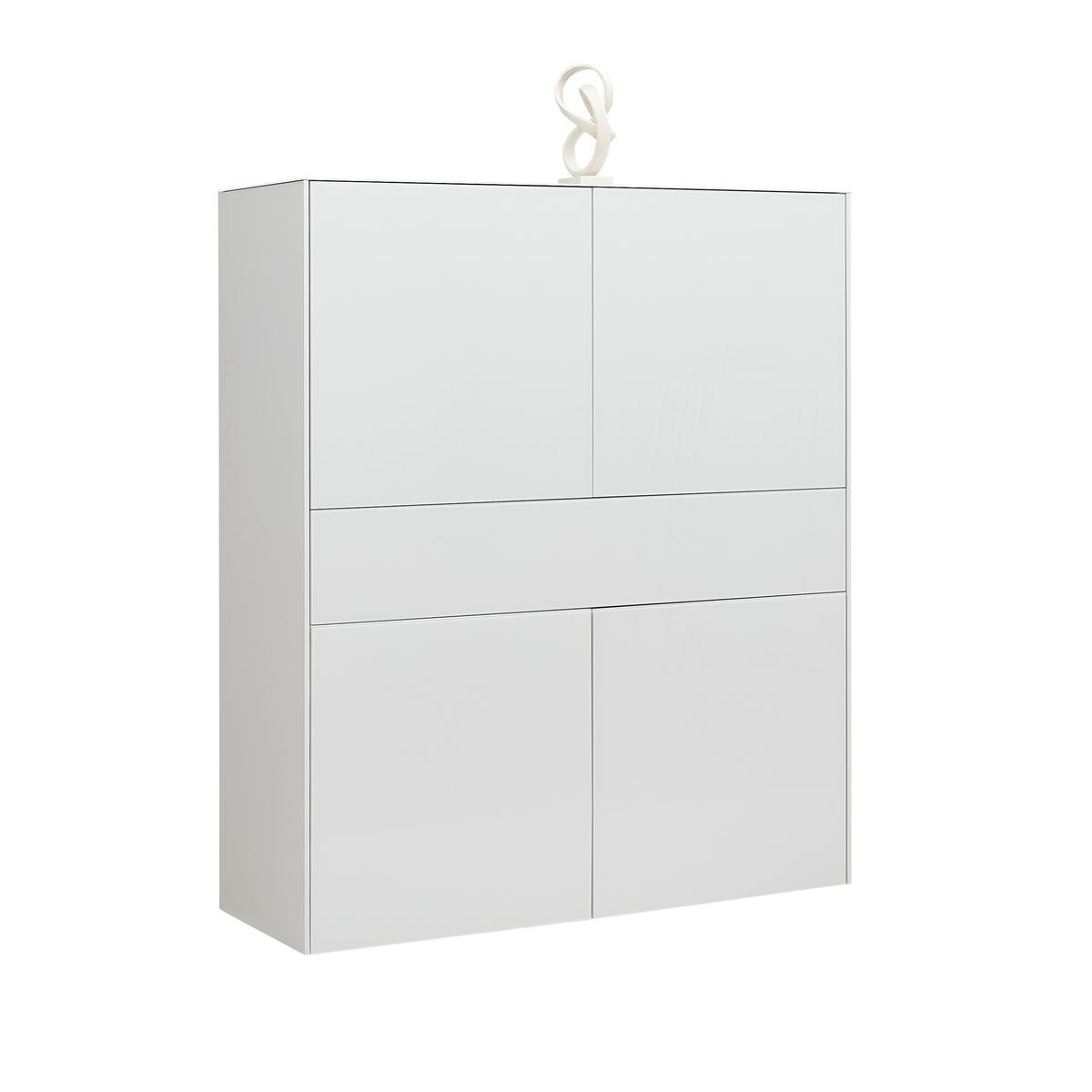 Comodă înaltă SILVERSTONE - gri, Modern, sticlă/material pe bază de lemn (121/145/42cm) - Premium Living