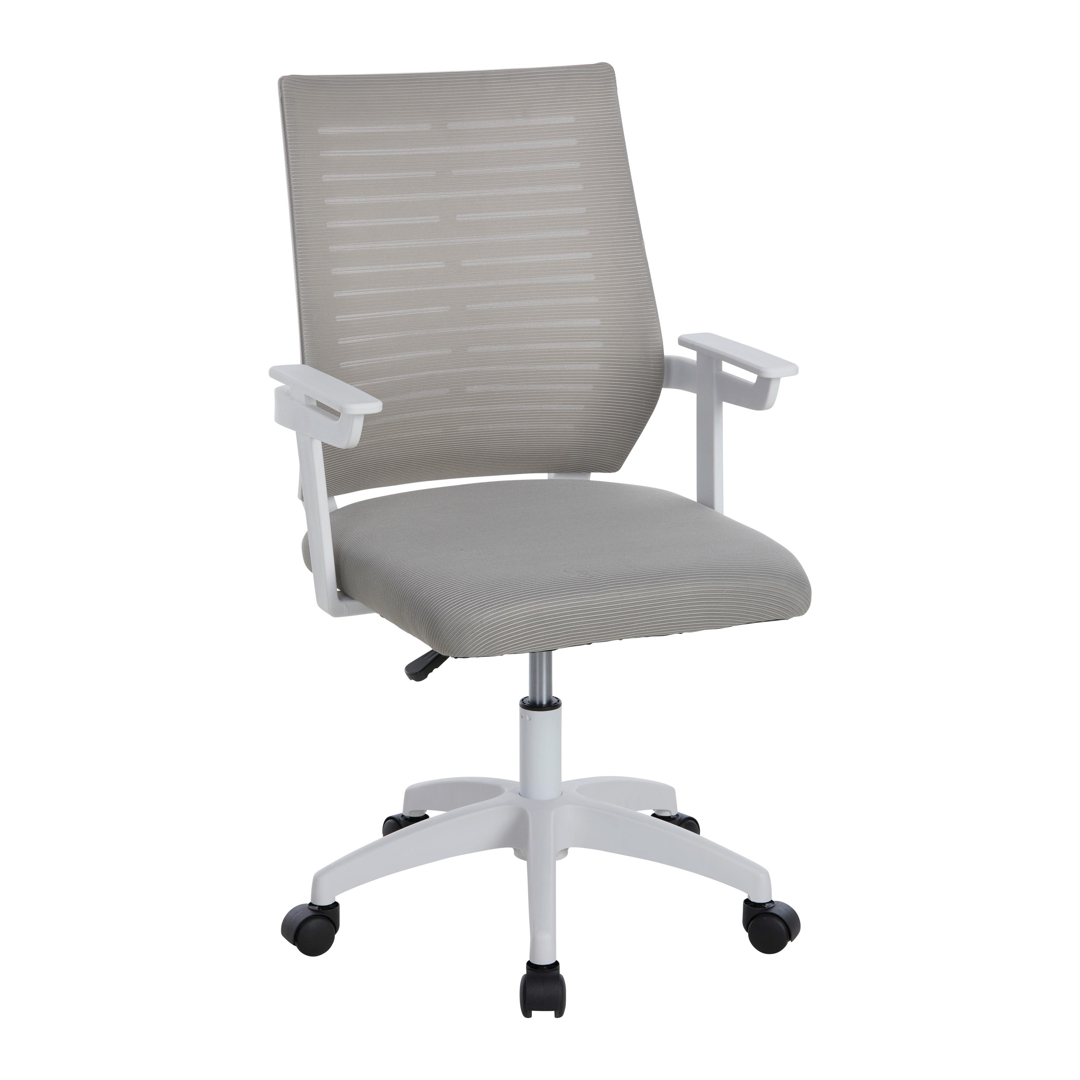 Scaun rotativ ARIANA - alb/gri, Modern, plastic/textil (55/90-100/55cm) - Modern Living