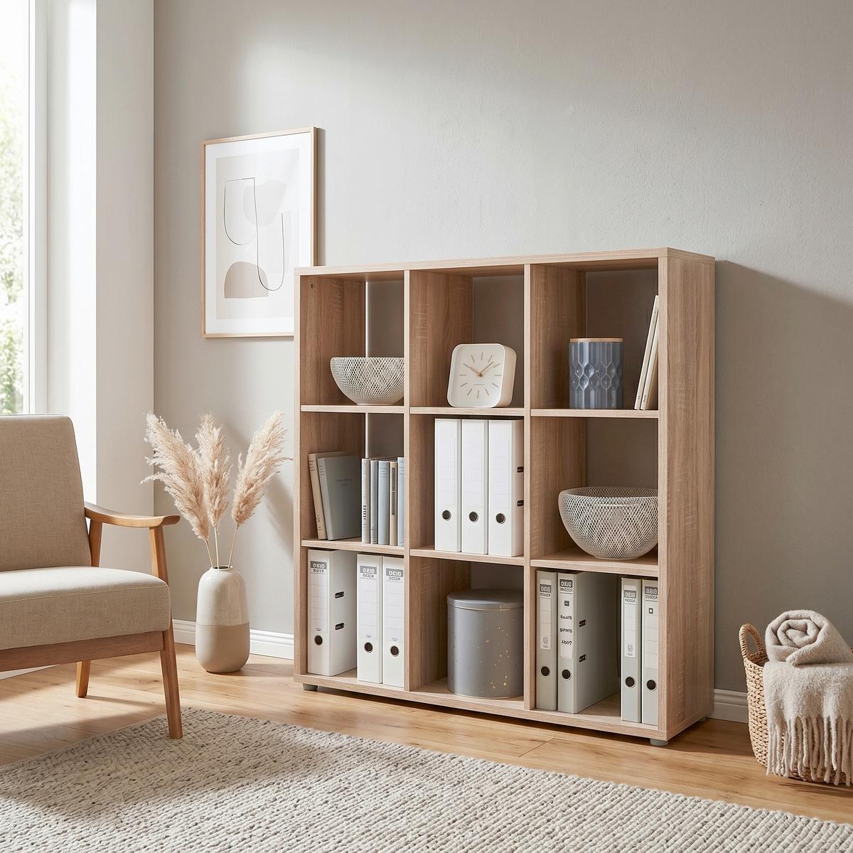 Regal Nizza Typ 13 Sonoma Eiche - Silberfarben/Sonoma Eiche, MODERN, Holzwerkstoff/Kunststoff (106,5/108,5/33cm) - MID.YOU