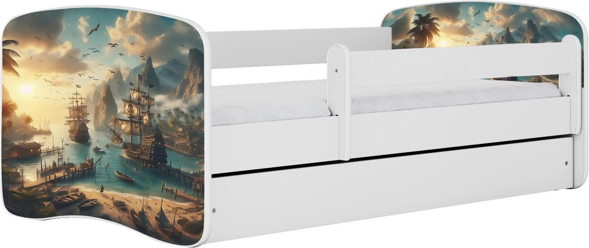 Otroška Postelja Babydreams, Bela, 80x160cm - bela/barve breze, Moderno, tekstil/leseni material (80/160cm) - MID.YOU