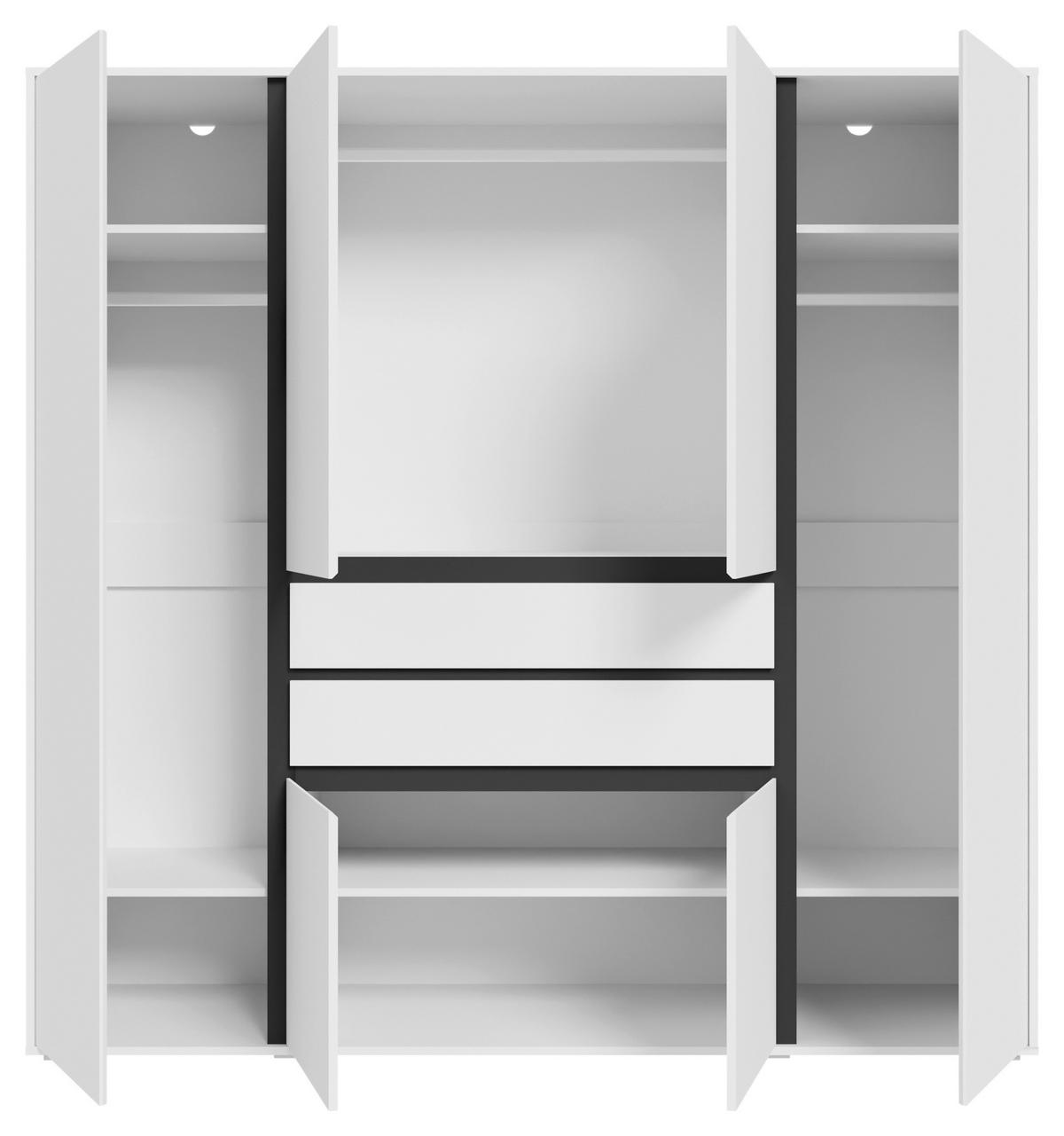 Drehtürenschrank Falun Weiß - Weiß, MODERN, Holzwerkstoff (197/194/56cm) - Livetastic