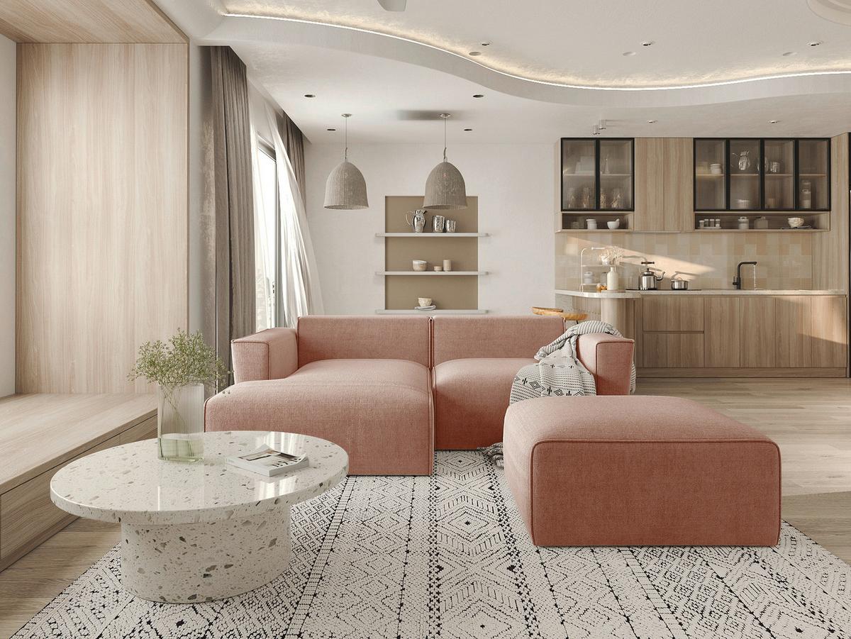 NAROŻNIK BARI - różowy/czarny, Design, tworzywo sztuczne/tkanina (161/234cm) - P & B