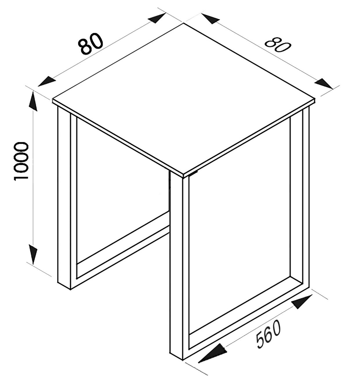 Bartisch XONA Schwarz/ Honigeiche ca.80x102x80cm - Honigeiche/Silberfarben, KONVENTIONELL, Holzwerkstoff/Metall (80/80/102cm)