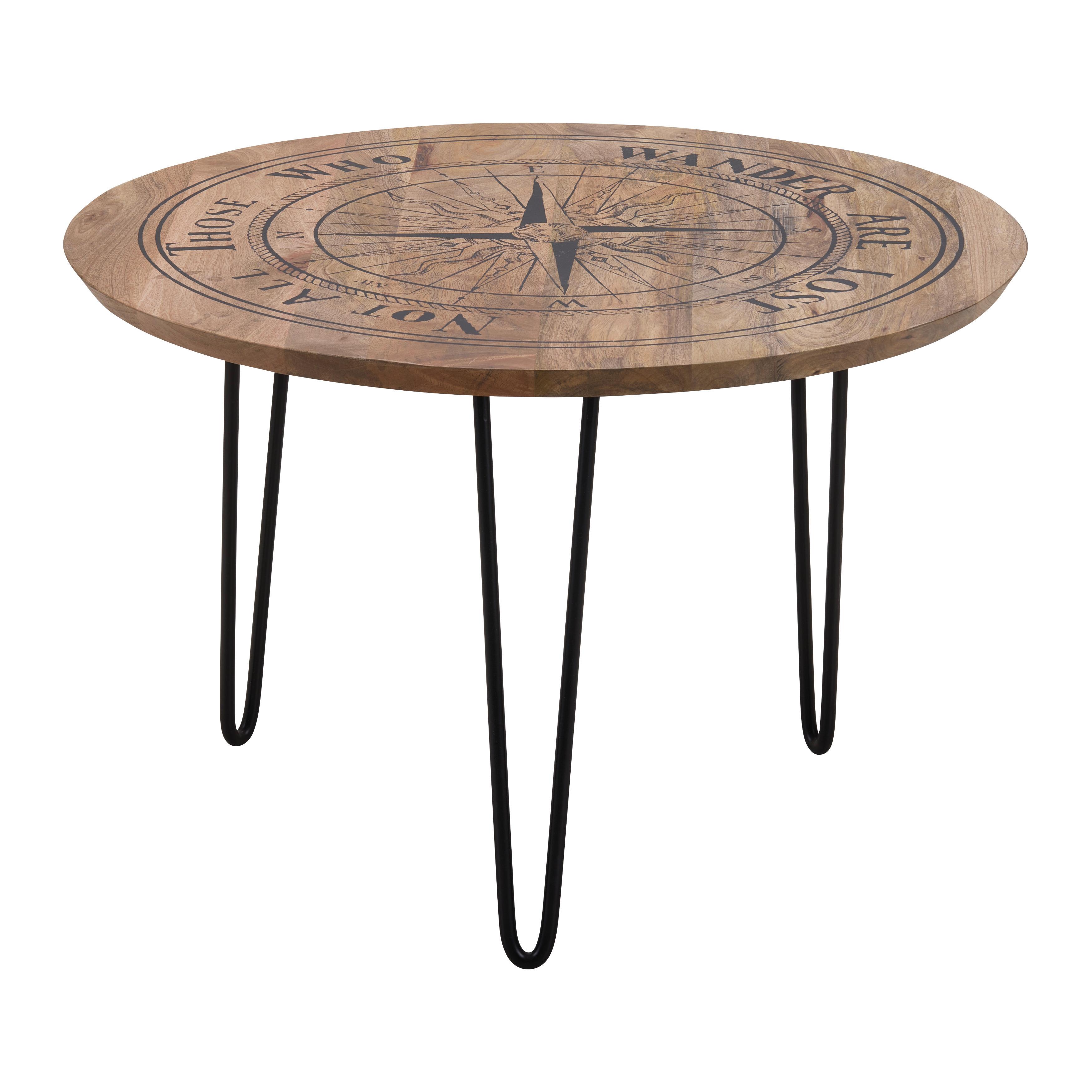 Dohányzóasztal Kerek Nevis - natúr színű/fekete, Natur, fa/fém (70/70/45cm) - Mömax