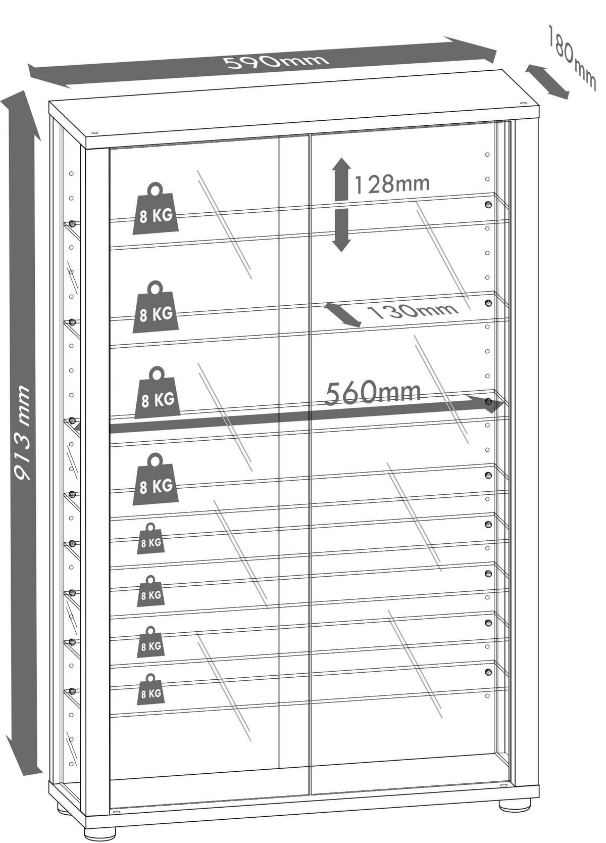 Vitrine Lumo ca. 59x91x18 cm Buche - Buchefarben, MODERN, Glas/Holzwerkstoff (59/91,3/18cm) - MID.YOU