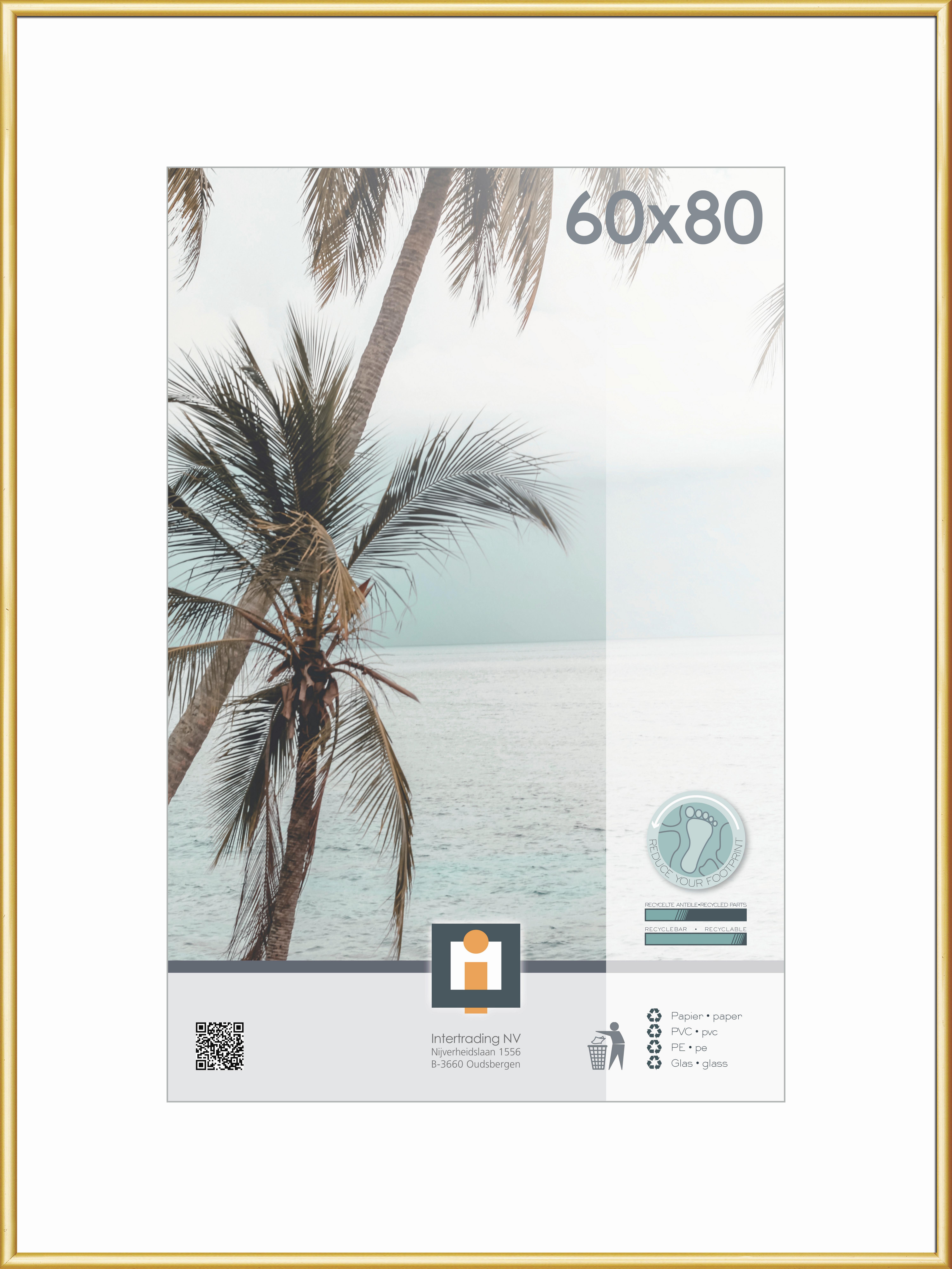 RAMKA NA ZDJĘCIA 660668 - kolor złoty, Basics, tworzywo sztuczne/szkło (81,1/61,1cm)