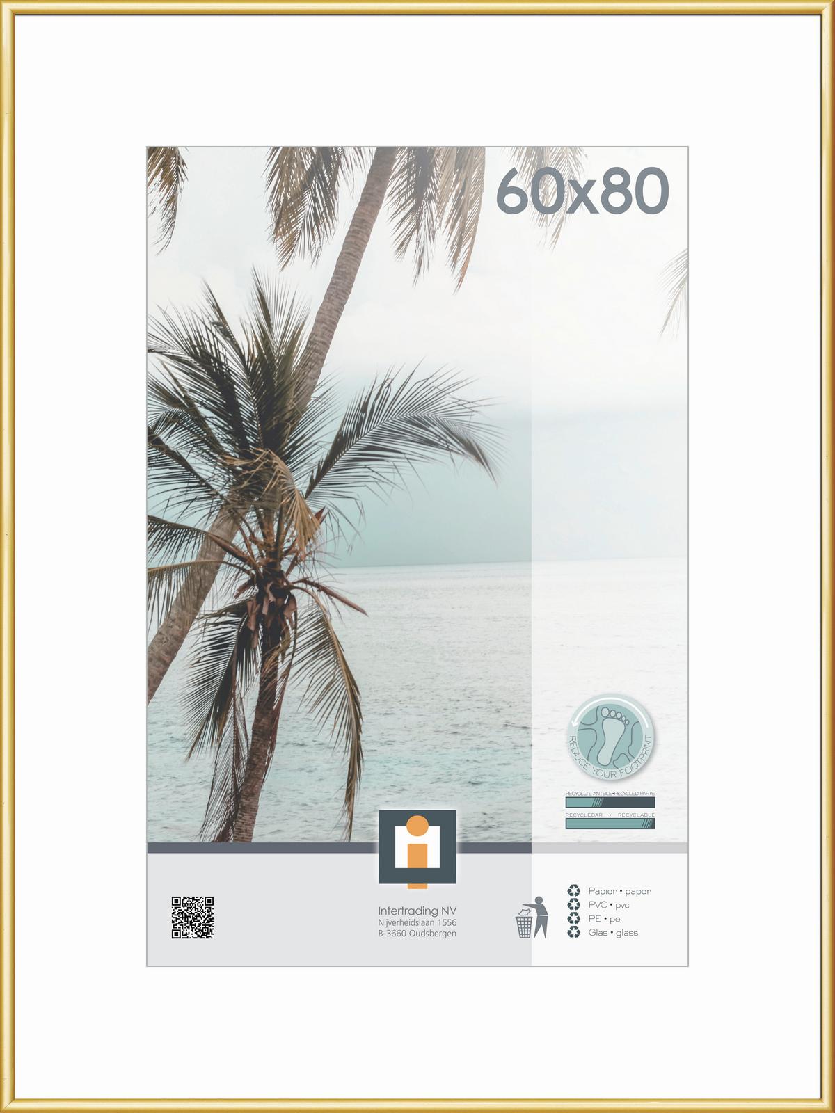 RAMKA NA ZDJĘCIA 660668 - kolor złoty, Basics, tworzywo sztuczne/szkło (81,1/61,1cm)