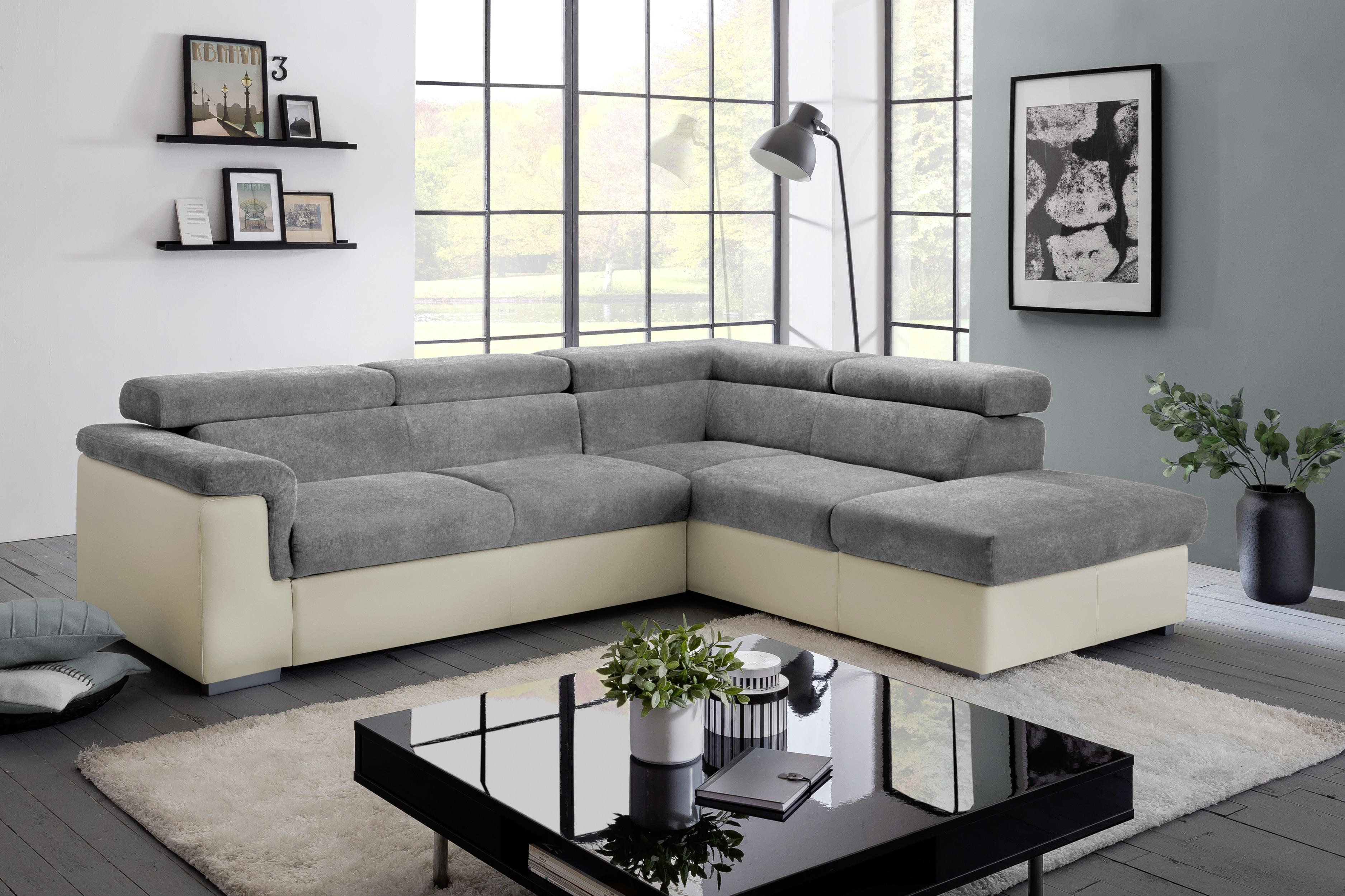 Wohnlandschaft Milla Anthrazit/Braun ca. 252x217 cm - Anthrazit/Braun, Basics, Holz/Textil (252/217cm) - MID.YOU