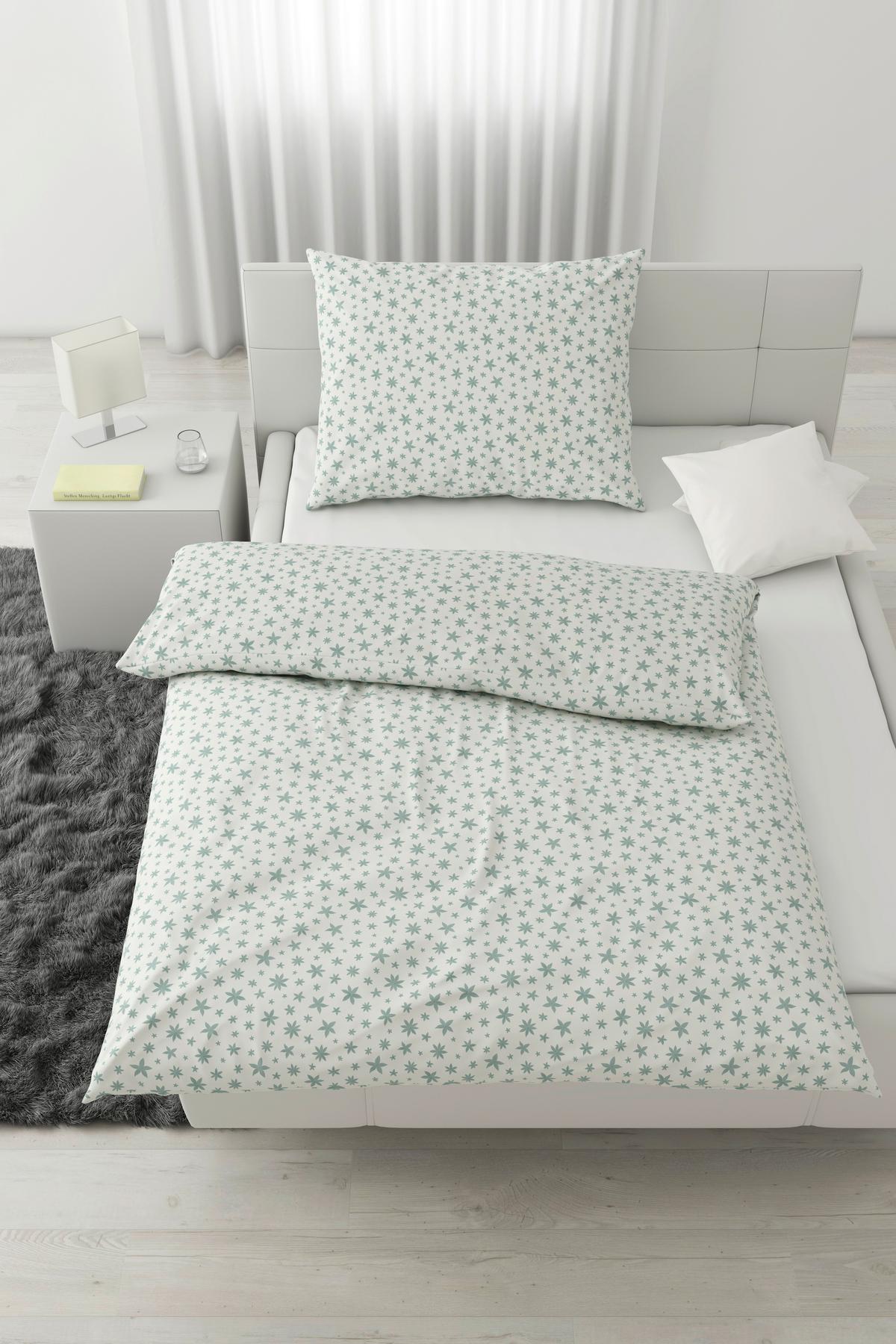 Ágyneműhuzat-garnitúra Anise - mentazöld/fehér, textil (140/200cm) - Modern Living