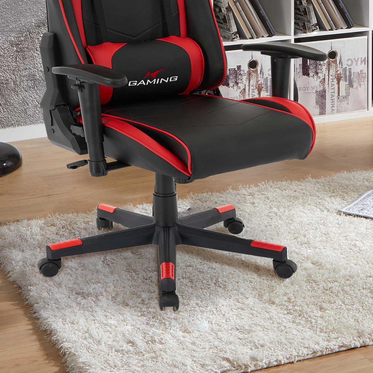 Scaun de gaming GENF - roșu/negru, Modern, plastic/metal (70/137/57cm) - Modern Living