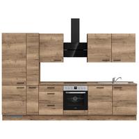 Küchenblock Structura High m. Geräten Eiche dunkel - Eiche dunkel/Schwarz, MODERN, Holzwerkstoff/Metall (330cm) - Nobilia