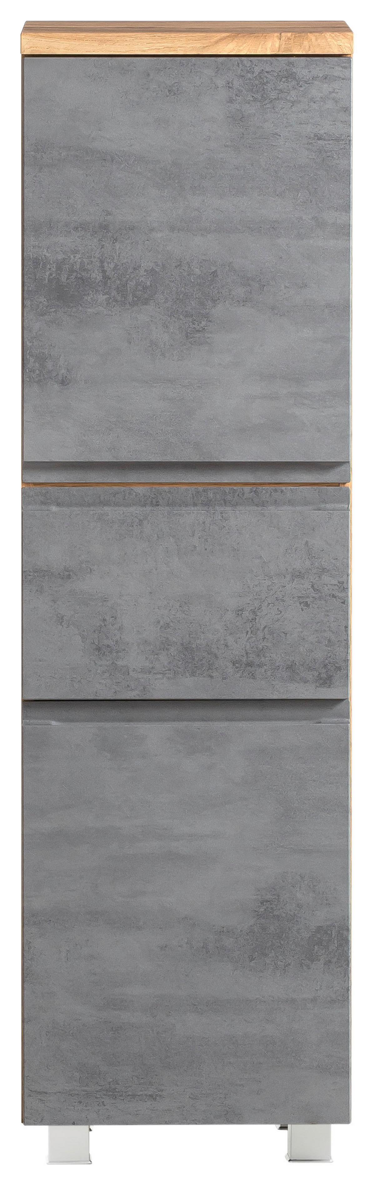 Midischrank Varese ca. 40x130 cm Hellgrau/Eiche - Eiche Wotan/Hellgrau, MODERN, Holzwerkstoff (40/130/35cm) - Held