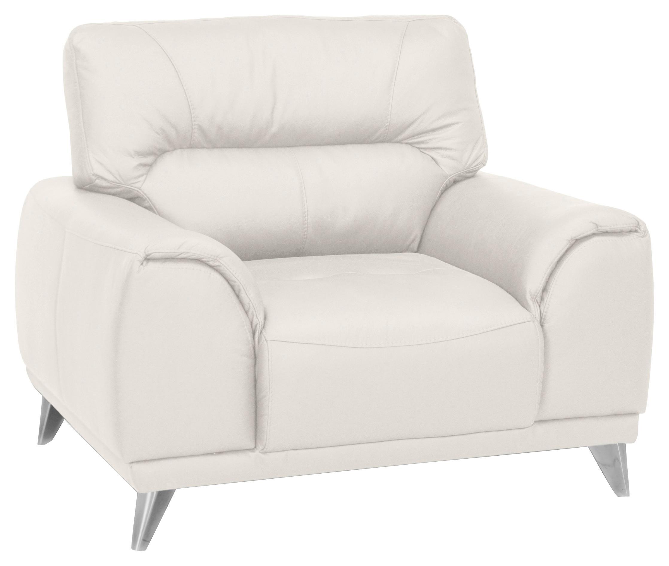 Fernsehsessel "Frisco" , weiß - Chromfarben/Weiß, MODERN, Textil/Metall (112/92/96cm) - MID.YOU