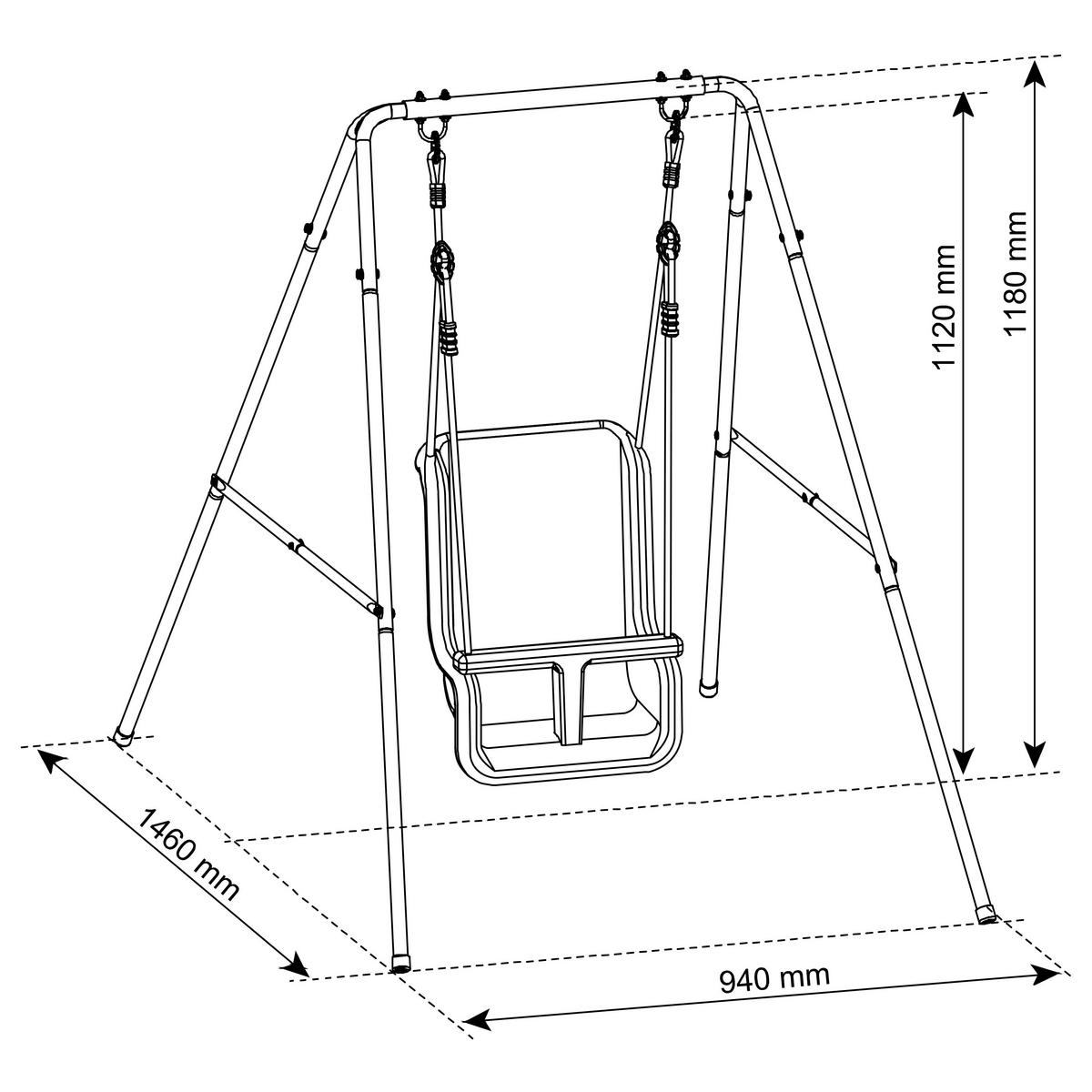 Schaukel Anthrazit/Creme - Anthrazit/Creme, KONVENTIONELL, Kunststoff/Metall (94/118/146cm) - Ambia Garden