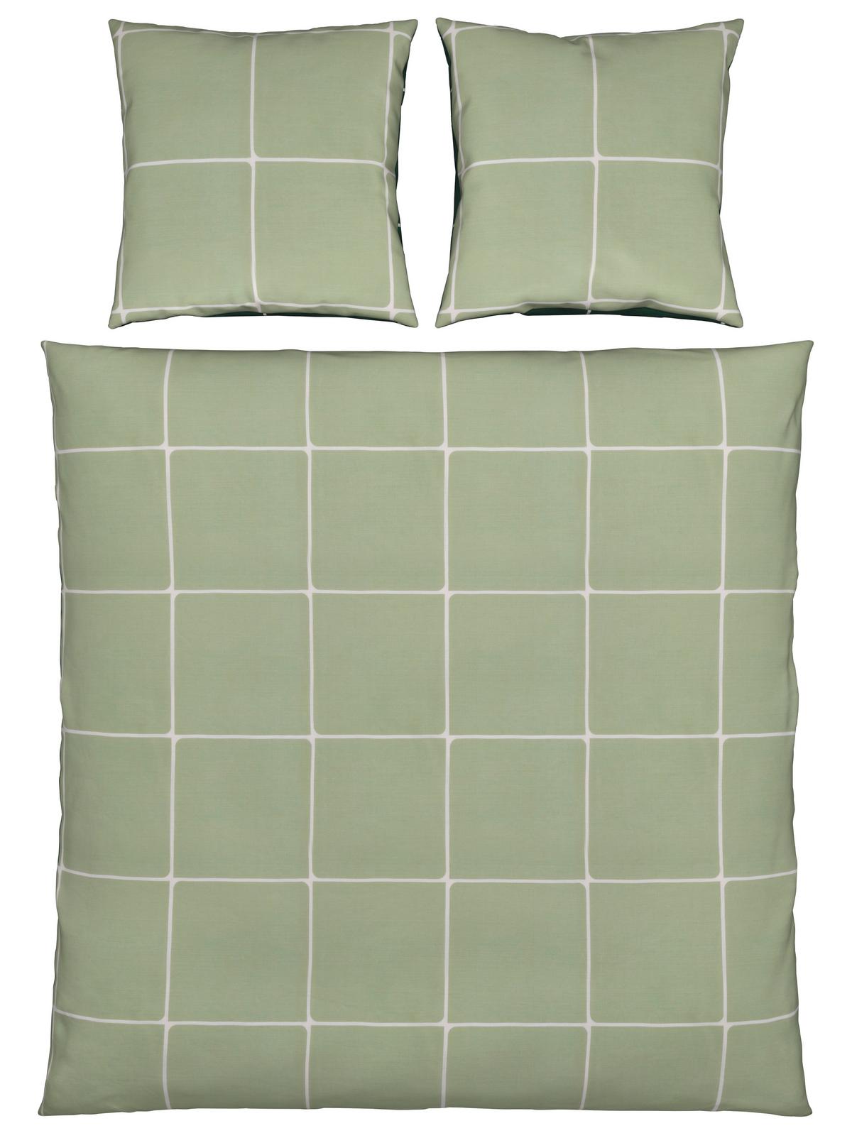 Bettwäsche Linnea Wende XXL Weiß/Salbei/Wald ca. 200x200cm - Waldgrün/Salbeigrün, MODERN, Textil (200/200cm) - Modern Living
