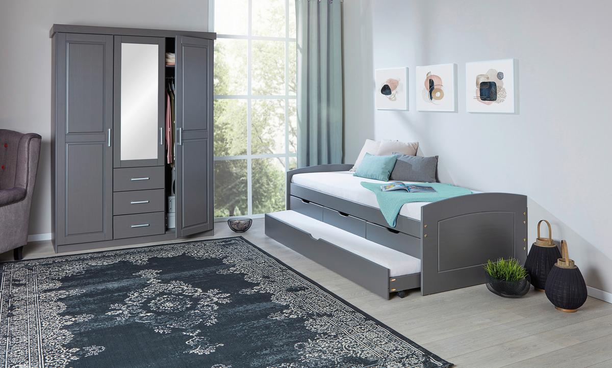 Garderobna Omara Norwin, Siva, Z Ogledalom - siva/barve aluminija, Natur, umetna masa/les (140cm) - MID.YOU