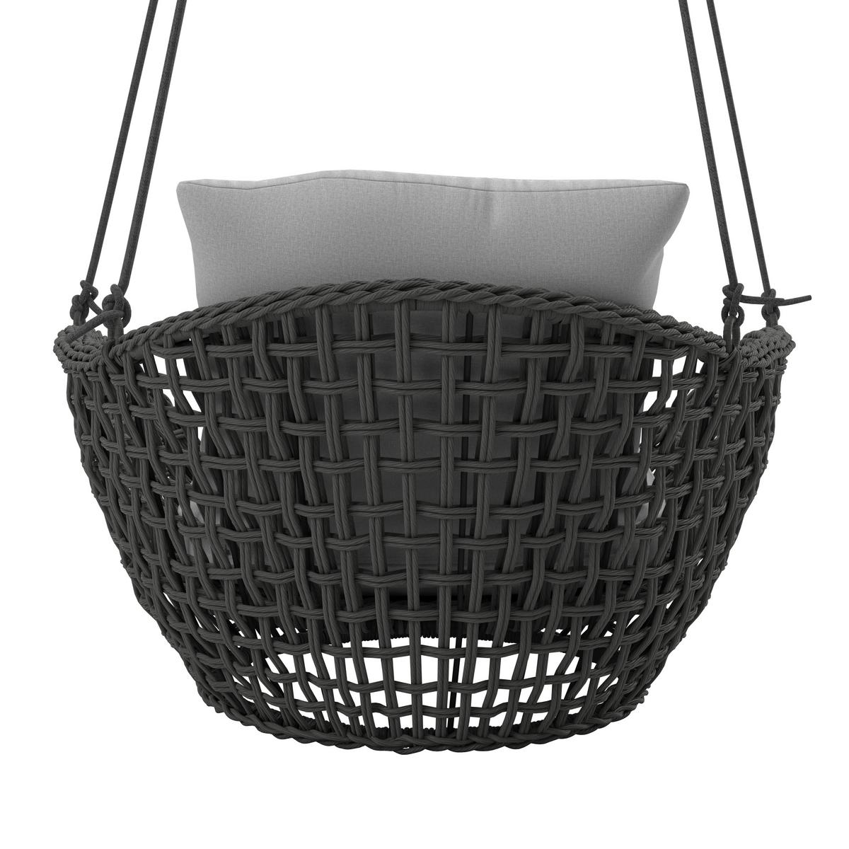 Hängesessel Elodie Grau Kunststoff/Outdoorstoff - Dunkelgrau/Hellgrau, MODERN, Kunststoff/Textil (83/73/48cm) - Bessagi Garden