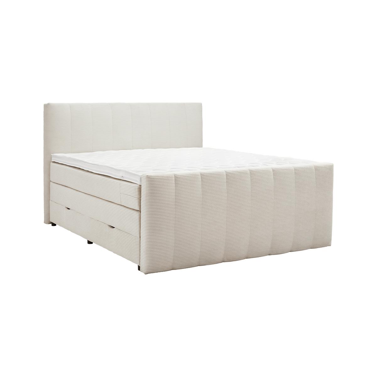Boxspringbett Malaga Beige ca. 160x200cm - Beige/Silberfarben, KONVENTIONELL, Holz/Holzwerkstoff (160/200cm) - Premium Living