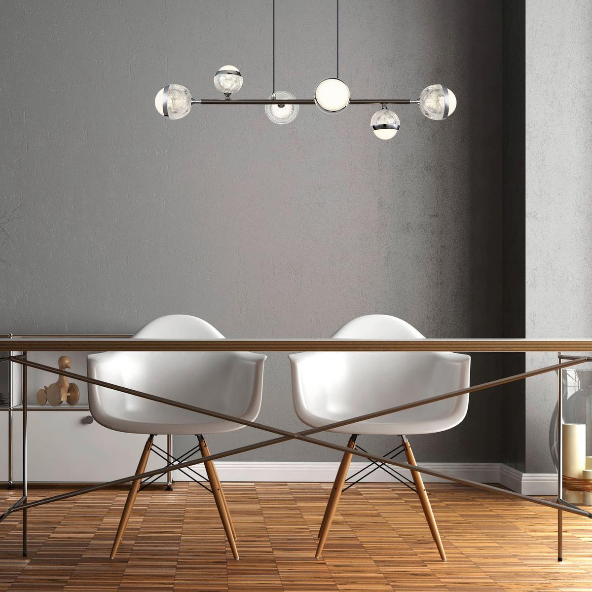 LED-Hängeleuchte Untsy Chrom-/Titanfarben max.42 Watt - Chromfarben/Klar, KONVENTIONELL, Kunststoff/Metall (91/28cm) - Globo