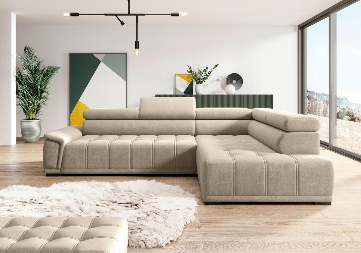 Kutna Garnitura Gremio - bež/crna, Moderno, tekstil/plastika (283/106cm) - Modern Living