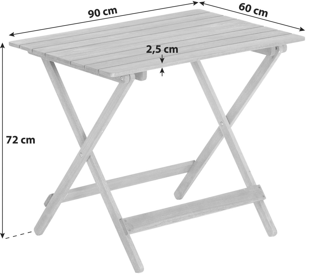 Gartenklapptisch Eukalyptus klappbar ca. 90x72x60cm - Naturfarben, KONVENTIONELL, Holz (90/72/60cm) - Gardenson