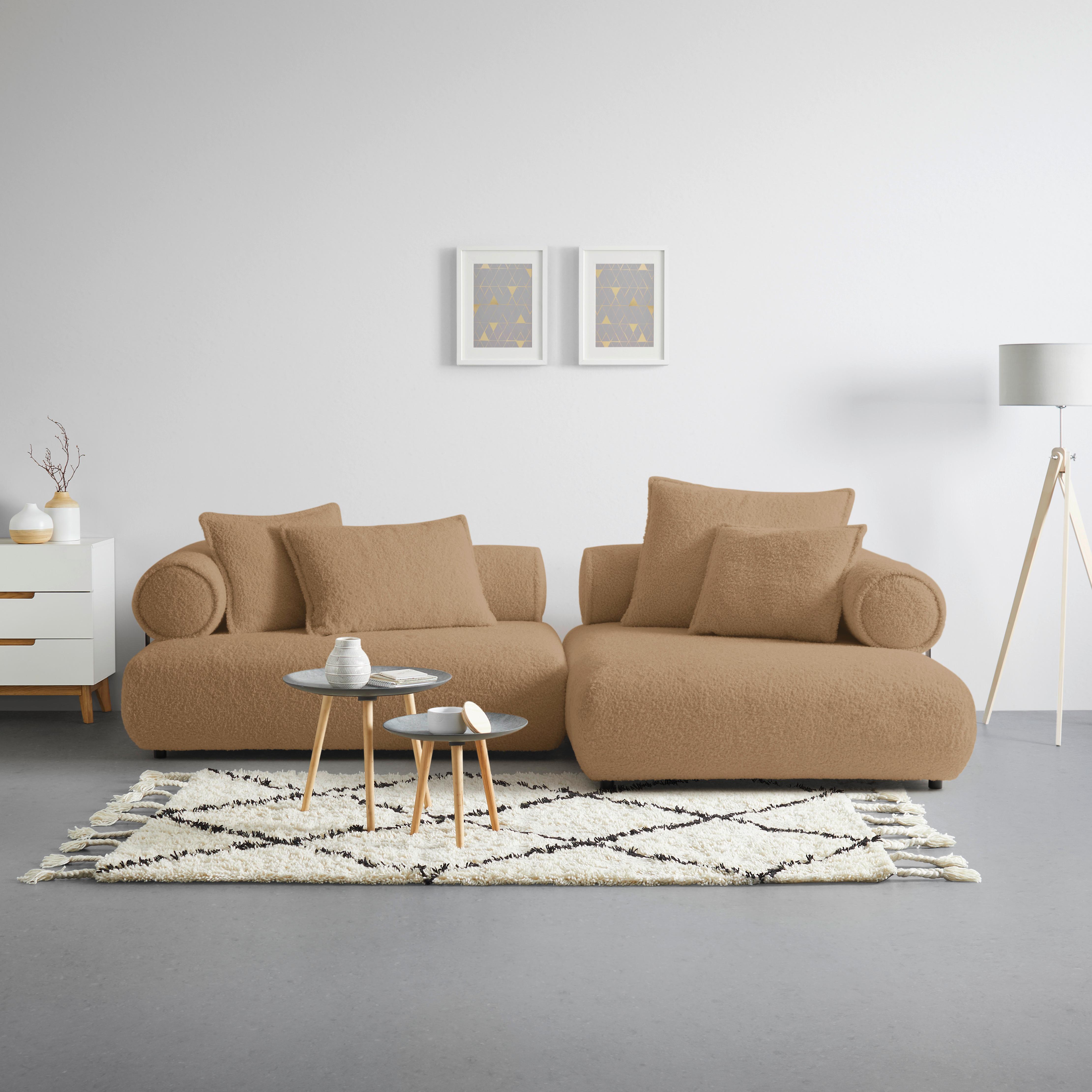 Wohnlandschaft Casimir Beige - Beige/Schwarz, LIFESTYLE, Kunststoff/Textil (310/180cm) - Premium Living