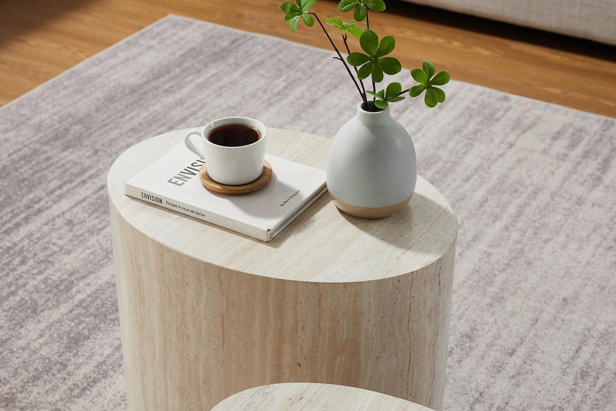 Set Klubskih Mizic Beige, Bež, 2 Kos - bež, Moderno, leseni material (48-40/33-24,5/40-33cm) - Livetastic