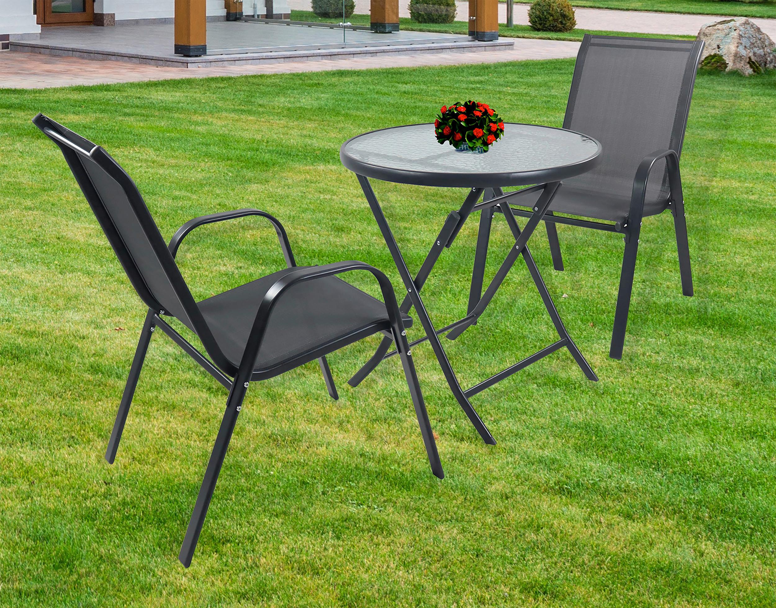 GARTENSET SONLAS XL 920932 3-TLG - Anthrazit, Modern, Glas/Metall - MID.YOU
