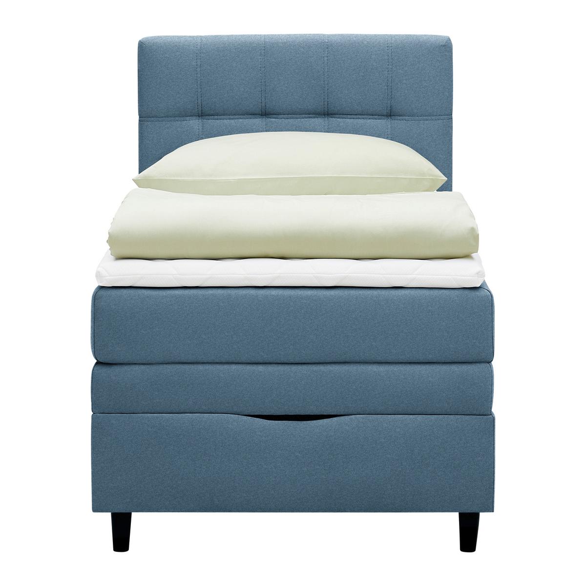 Boxspring Krevet Miami - tamno plava/crna, Konvencionalno, drvni materijal/tekstil (100/200cm) - Modern Living