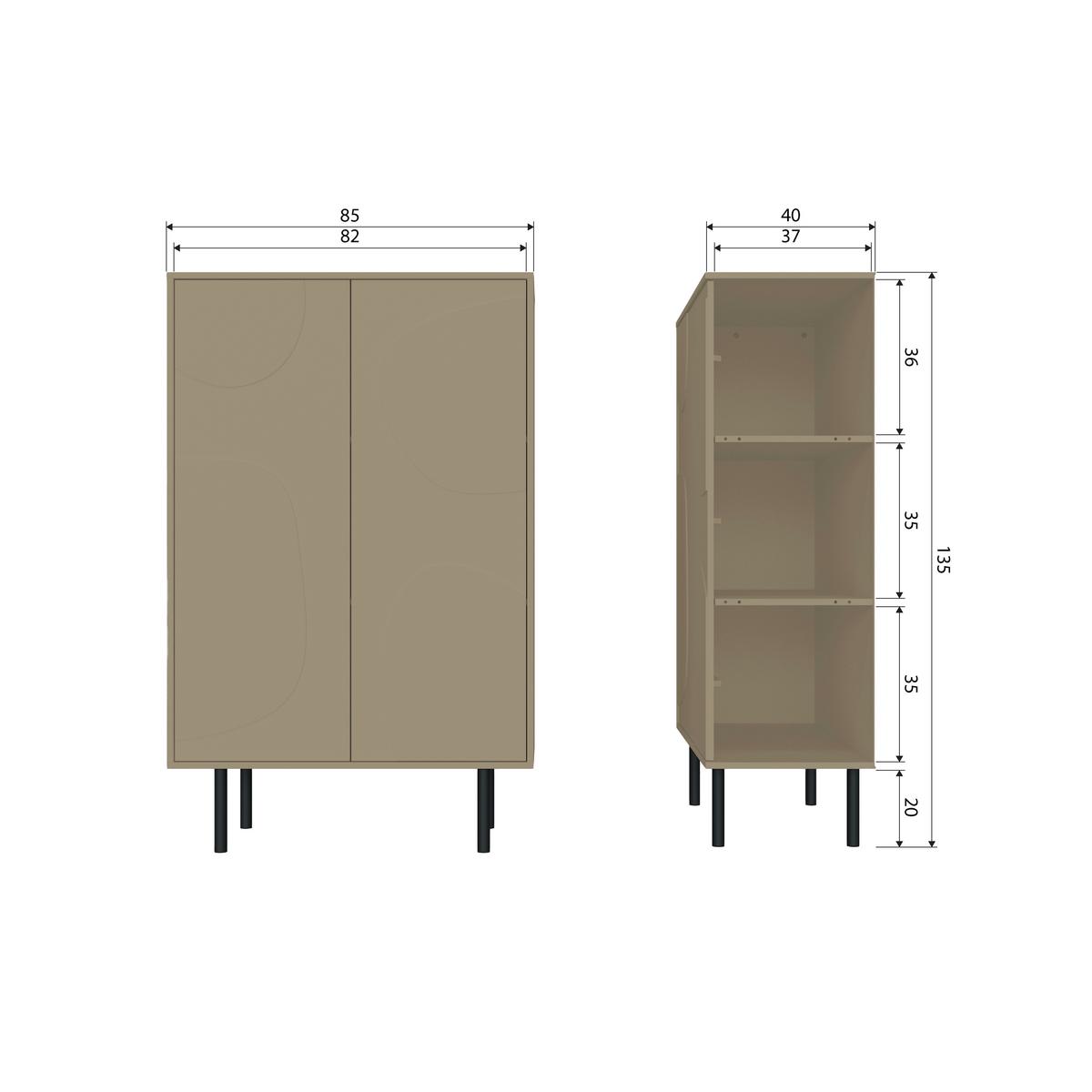 Kommode Cadiz Schlammfarben B: 85cm - Schlammfarben/Schwarz, Design, Holz/Metall (85/135/40cm) - Livetastic
