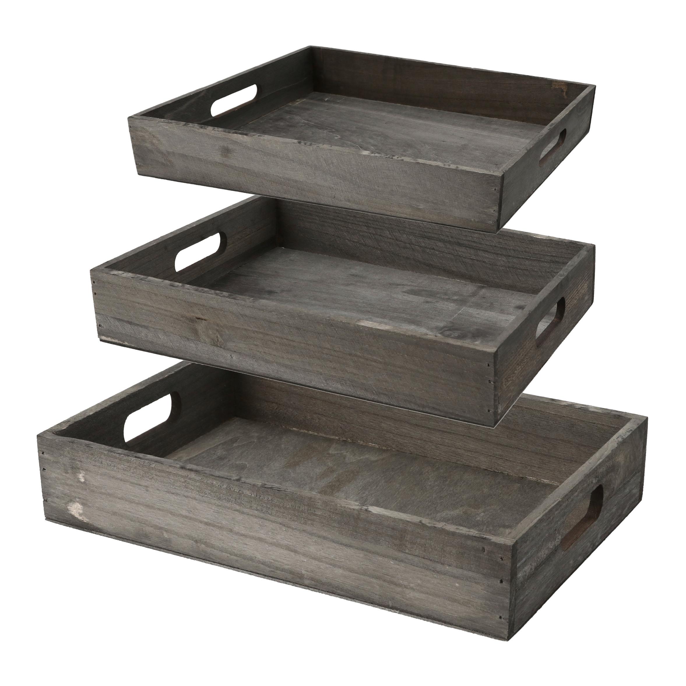 TACA DO SERWOWANIA 53675 - jasnoszary, Basics, materiał drewnopochodny (20/38/18cm)