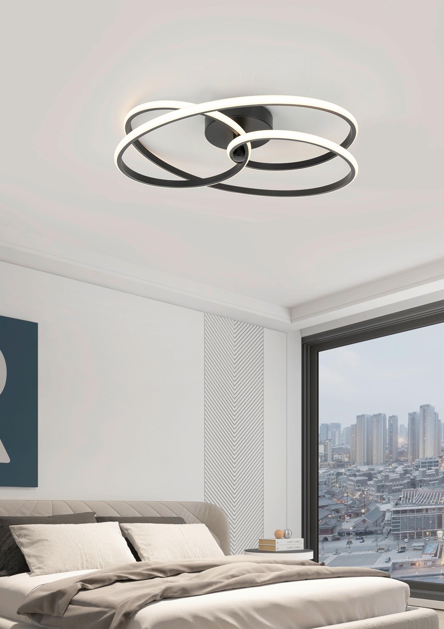 LED-TAKLAMPA MOFER - svart, Modern, metall/plast (51/49/14cm) - Premium Living