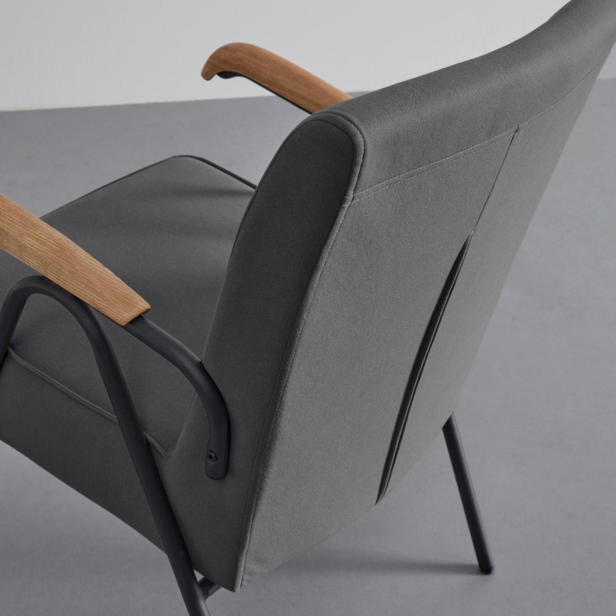 Relaxsessel Nati Grau Mikrofaser - Schwarz/Naturfarben, MODERN, Holz/Textil (52/79/66cm) - Bessagi Home