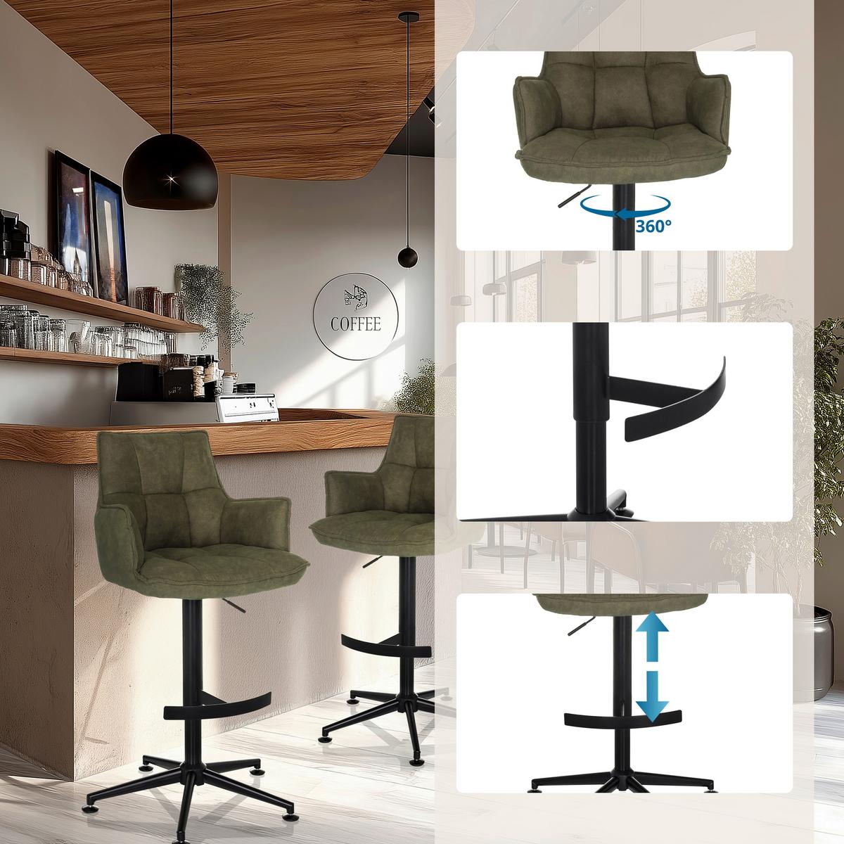 Barski Stol Solao Life High, Zelena - črna/zelena, Moderno, kovina/umetna masa (55/93/56cm) - MID.YOU