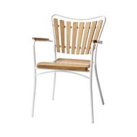Gartenstuhl Ellen Weiß/Teak - Weiß Hochglanz/Teakfarben, KONVENTIONELL, Holz/Metall (58,5/78/56,5cm) - Gardenson