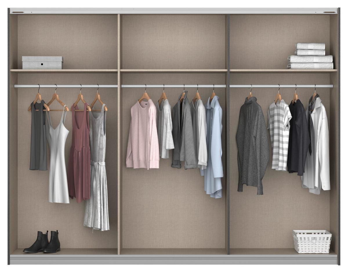 DULAP USI CULISANTE ARTEMIS - alb/antracit, Modern, sticlă/material pe bază de lemn (271/210/62cm) - Modern Living