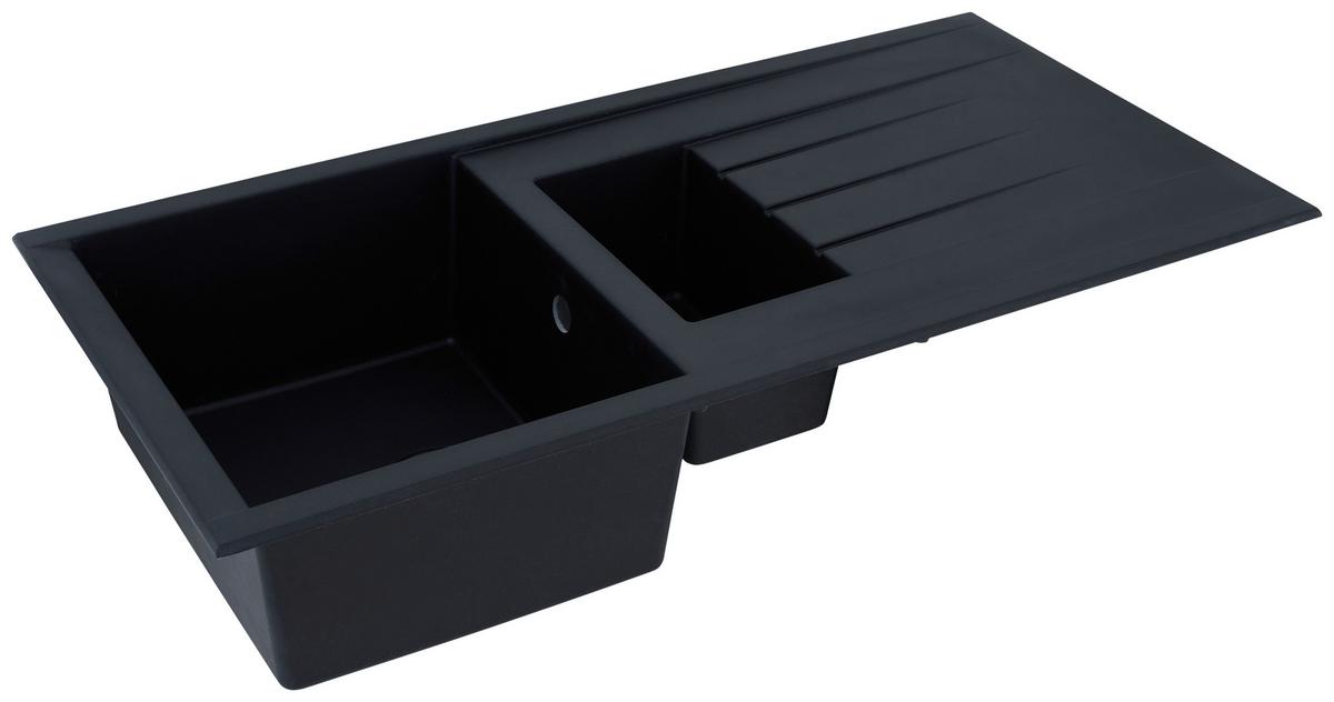 Einbauspüle Houston ca. 100x21x50 cm Schwarz - Schwarz, Trend, Glas/Kunststoff (100/21/50cm) - Respekta