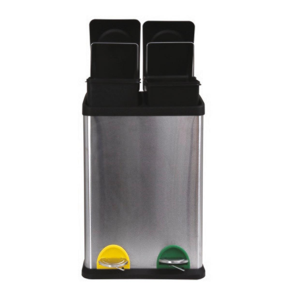 TRETEIMER MÜLLTRENNUNG 2 EIMER - Silberfarben/Schwarz, Basics, Kunststoff/Metall (40/34/60cm)