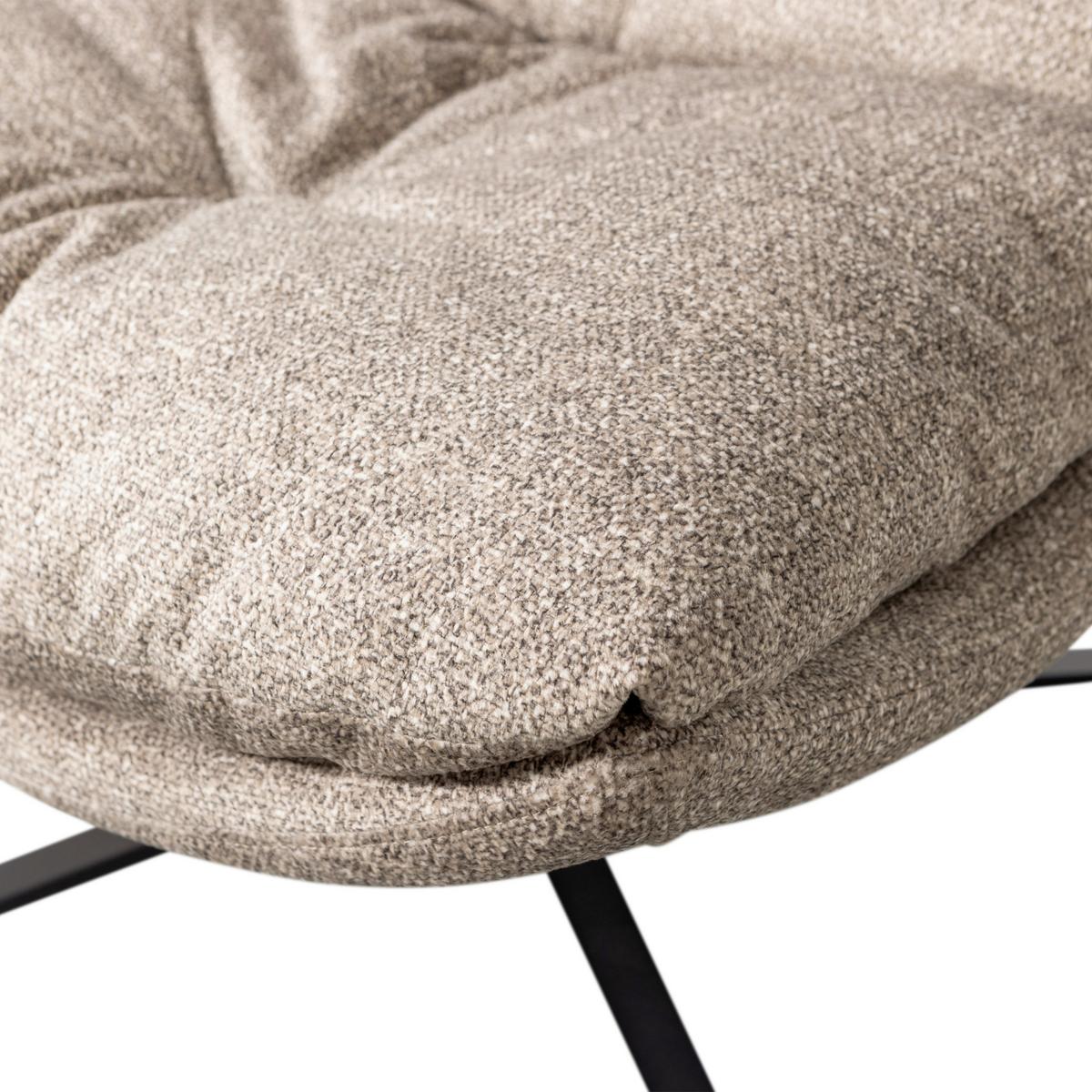 SESSEL Arve Naturfarben B: 82cm - Schwarz/Naturfarben, Design, Textil/Metall (82/86/87cm) - Livetastic