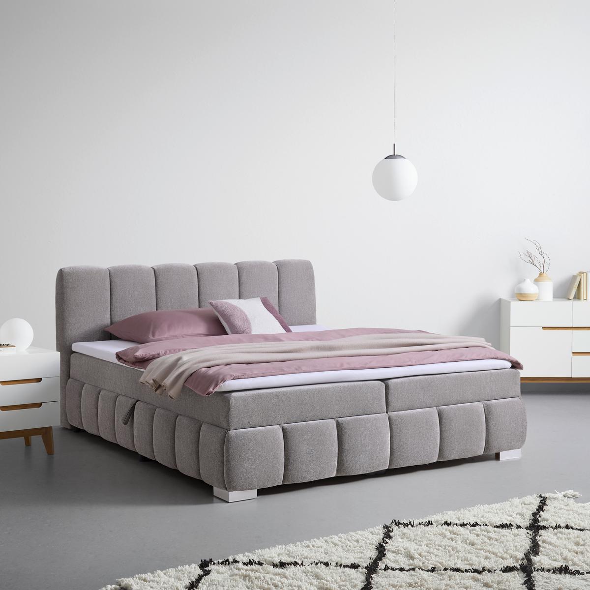 Boxbett Elaris Graubraun ca. 140x200cm - Chromfarben/Graubraun, KONVENTIONELL, Kunststoff/Textil (140/200cm) - Mömax