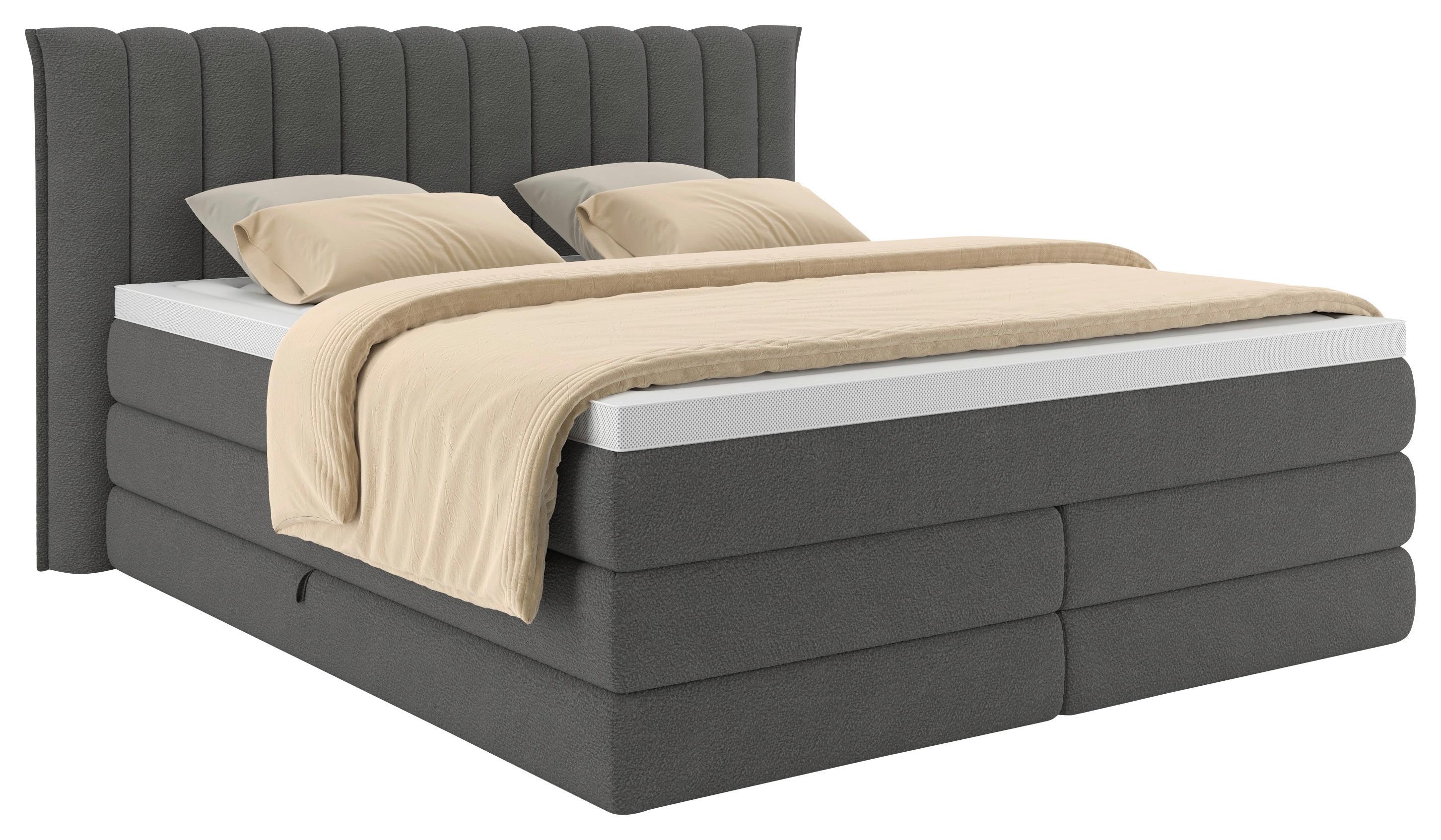 Boxspringbett Lina Anthrazit ca. 180x200cm - Anthrazit, KONVENTIONELL, Holz/Holzwerkstoff (180/200cm) - Premium Living