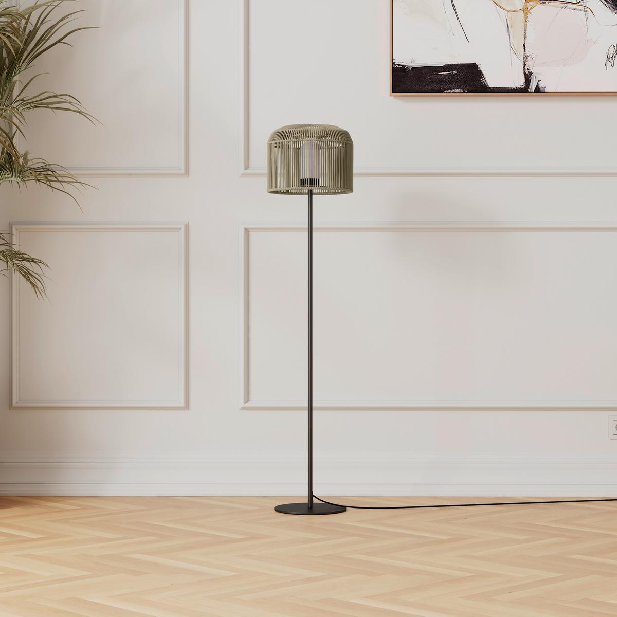 Stehleuchte Ivo in creme max. 40 Watt - Beige/Schwarz, MODERN, Kunststoff/Metall (35/158/35cm) - Bessagi Garden