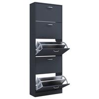 Schuhschrank Sipos Xl - Anthrazit/Silberfarben, Design, Holzwerkstoff/Kunststoff (59/170/22cm) - MID.YOU