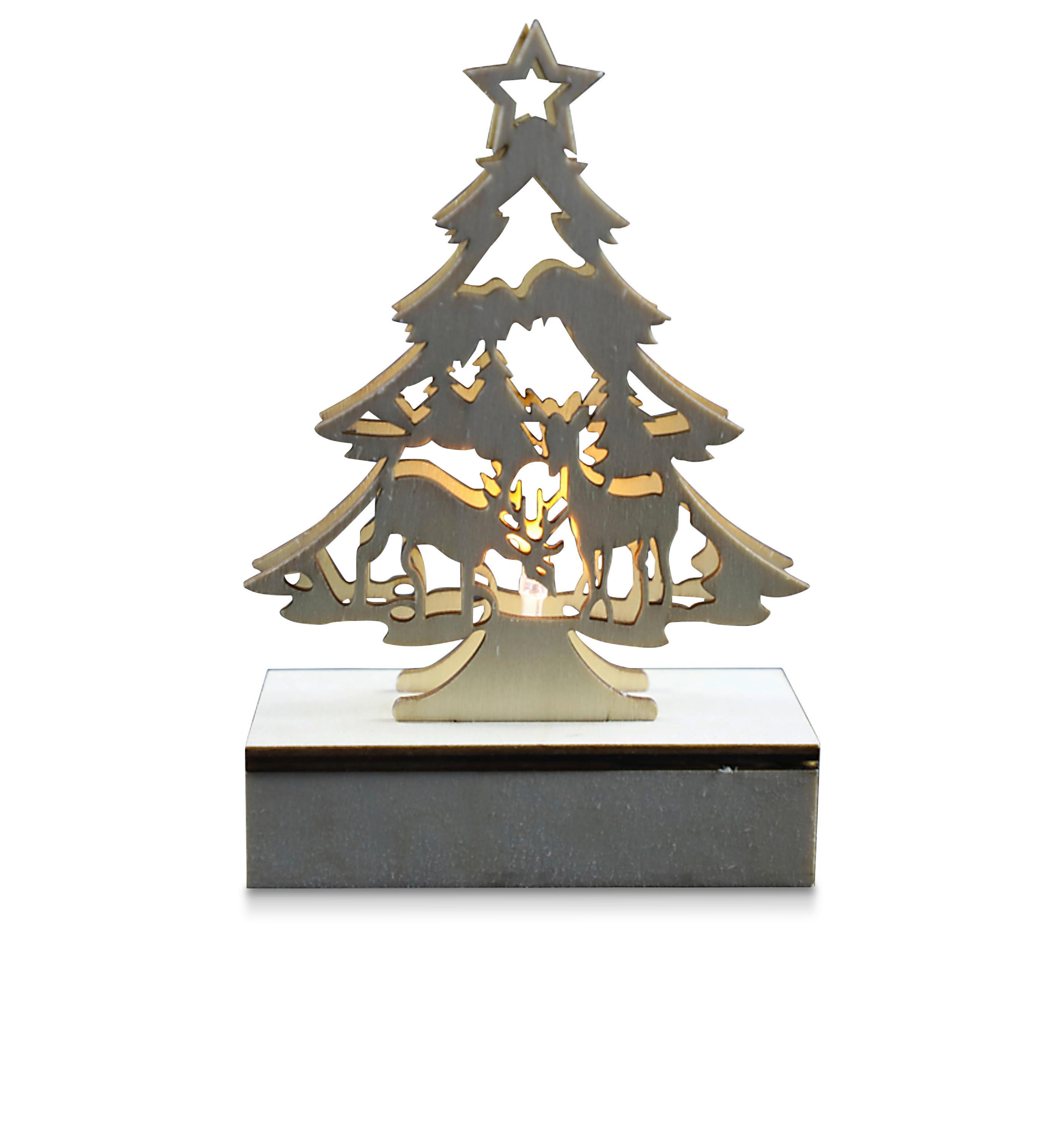 LED-Dekoleuchte Melino in Naturfarben - Naturfarben, Konventionell, Holz (10cm) - Modern Living