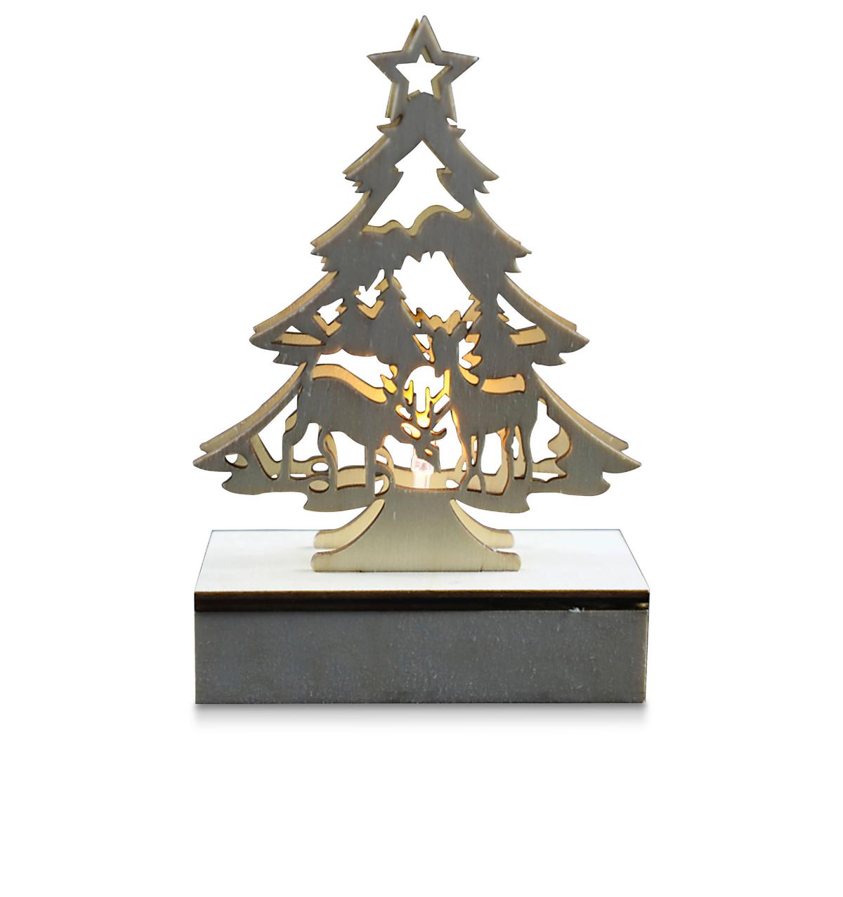 Led Díszlámpa Melino - natúr színű, Konventionell, fa (10cm) - Modern Living