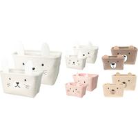 Tárolódobozszett Kids - bézs/pink, textil (33/23/19cm)