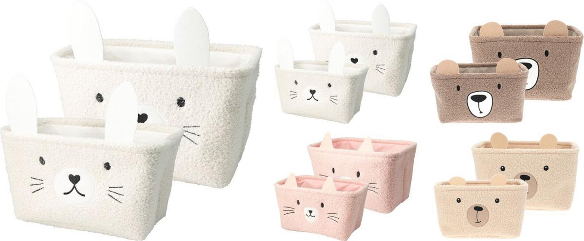 Tárolódobozszett Kids - bézs/pink, textil (33/23/19cm)