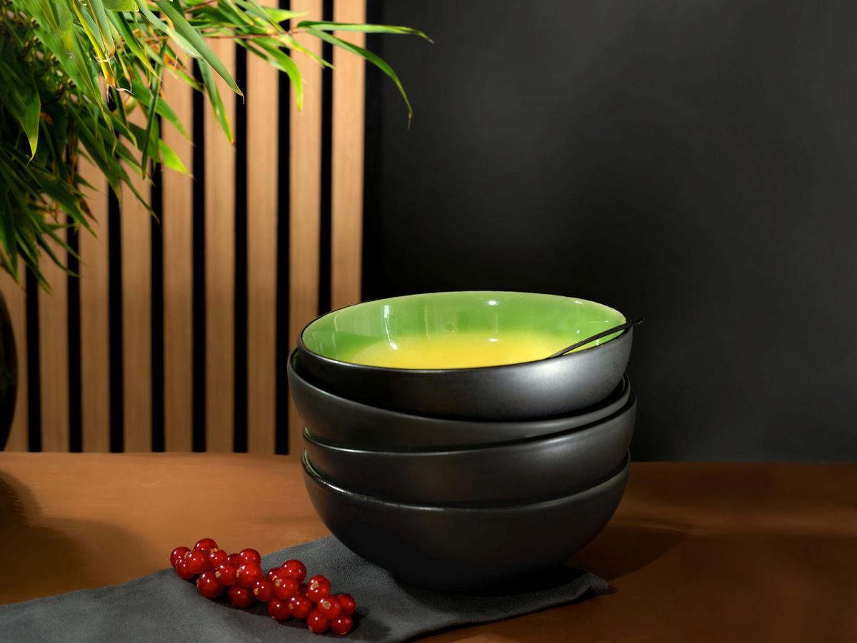 Tálszett 24928 Hot Green Smoothie Bowl - fekete/világossárga, Basics, kerámia (16,5/6cm) - Creatable