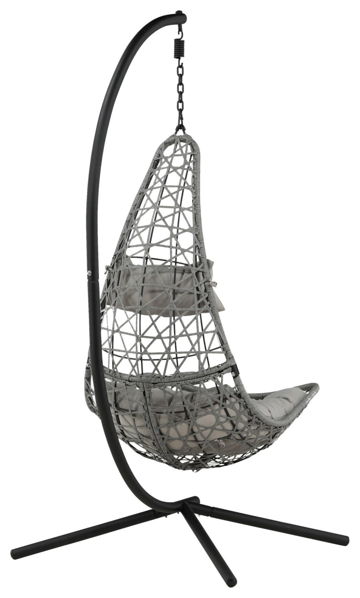Hängesessel Edinburgh ca. 132x205x130cm Grau/Schwarz - Schwarz/Grau, KONVENTIONELL, Kunststoff (132/205/130cm) - Gardenson