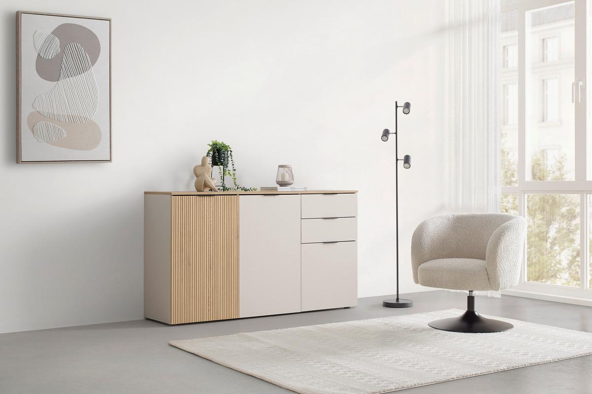 Komoda Cannes - kašmir/boja hrasta, Moderno, pločasti materijal/plastika (150/85/40cm) - Modern Living